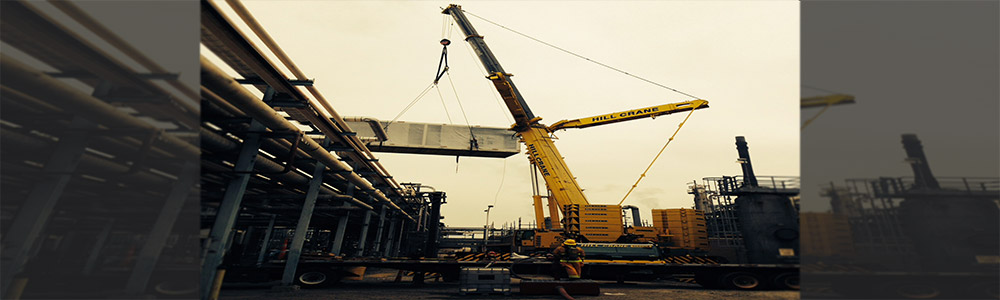 Heavy Crane Lifting Nautilus Shaped Building 